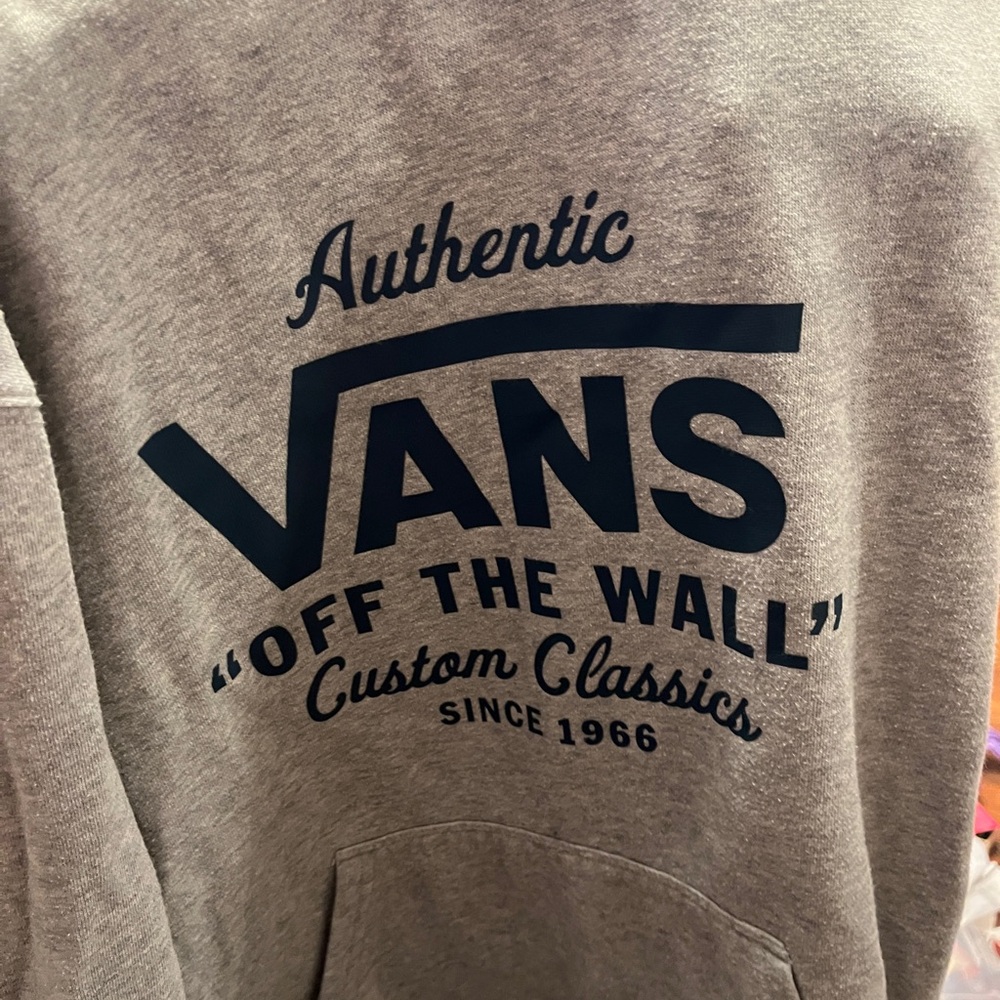 Vans Heather Gray Hoodie with Navy Logo
